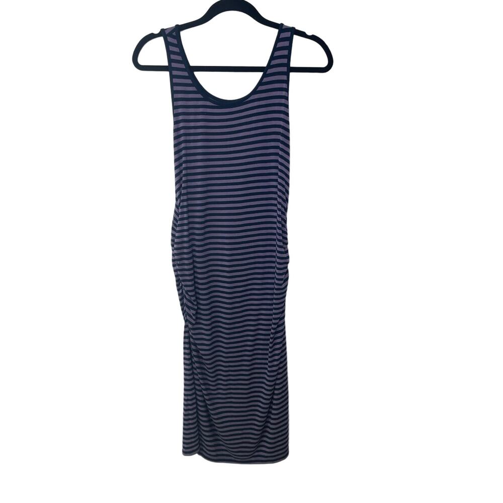 Liz Lange Sleeveless Striped Maternity Tank Dress Purple‎ Navy Womens Size Small - Picture 3 of 12